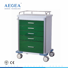 AG-GS001 new design dark green cold rolled steel medical emergency trolley for sale